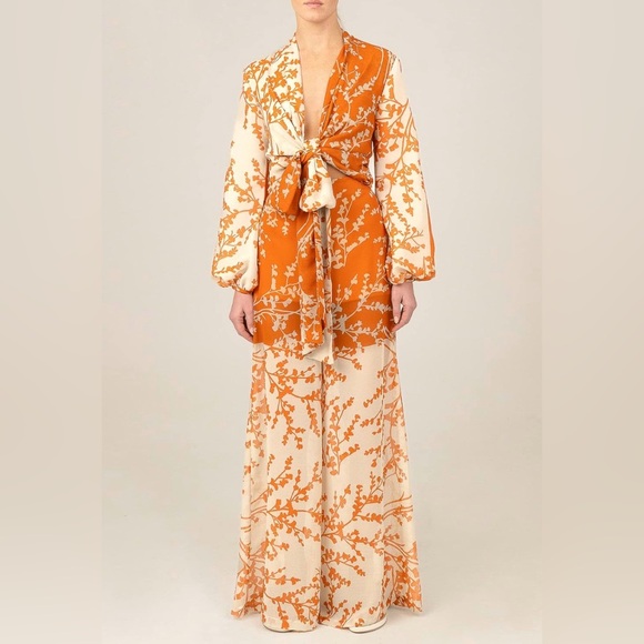 Silvia Tcherassi Benedetto Floral Pant Orange Large - Picture 3 of 10